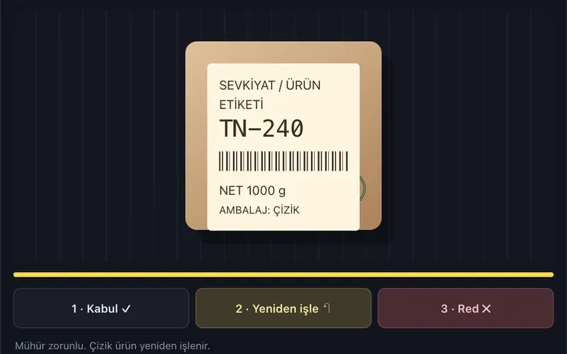 Kalite Kontrol oyunundan bir görüntü